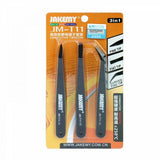 Anti-Static Heat Resistant Flat Pointed Curved Tweezers 3 Piece Set (JM-T11) (Jakemy) Compatible with Jakemy
