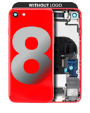 Replacement Back Housing W/ Small Components Pre-Installed Compatible with Apple iPhone 8 (No Logo) (Aftermarket Plus) (Red)